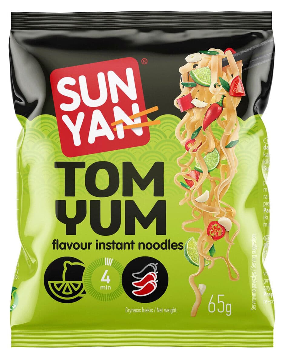 10 SUN YAN TOM YUM Instant Ramen Noodles Snacks Soup 65g 2.3oz