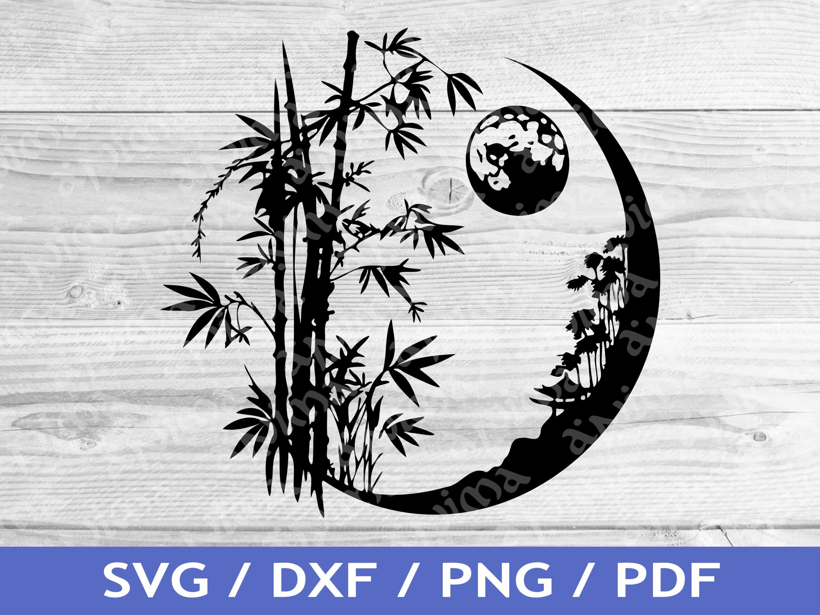 Bamboo Moon SVG Cut Out / Japanese Cricut Design / Bamboo Vector / Moon  Vector / Laser File / Sublimation Print / SVG Stencil / Tattoo