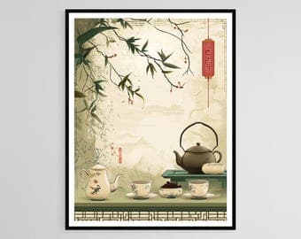 Han Dynasty Tea Ceremony Art Print, Porcelain Teacups, Traditional Tea  House, Ancient Chinese Culture
