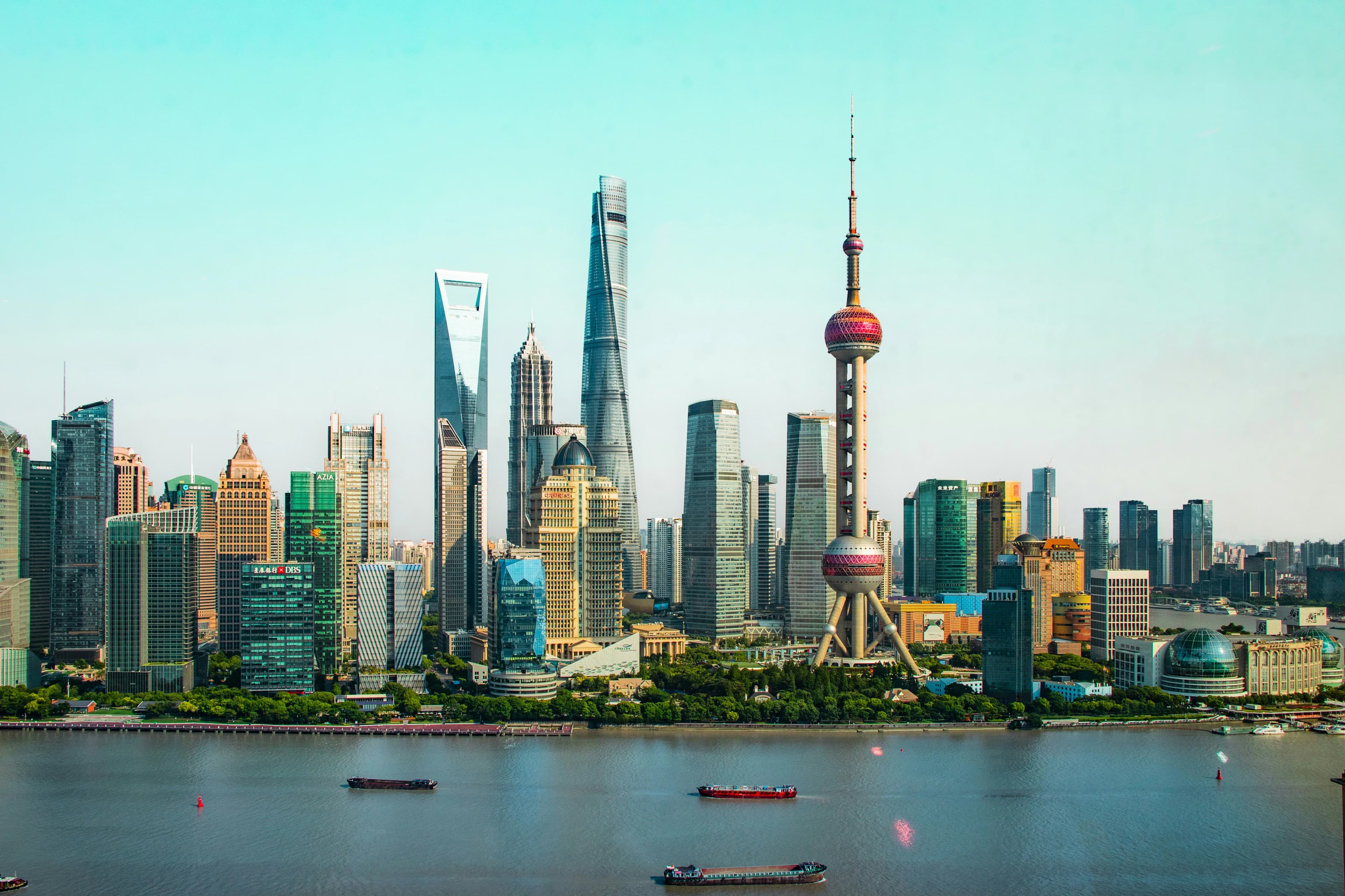 Shanghai skyline with The Bund and Huangpu River