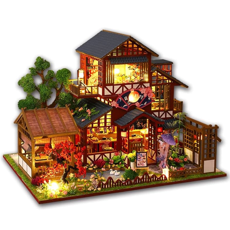 Amazon.com: Yuzhen DIY Miniature Dollhouse with Furniture and LED ...